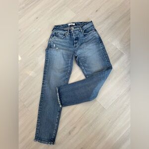MOUSSY VINTAGE Distressed Straight Leg Japanese Blue Staight Leg Jeans